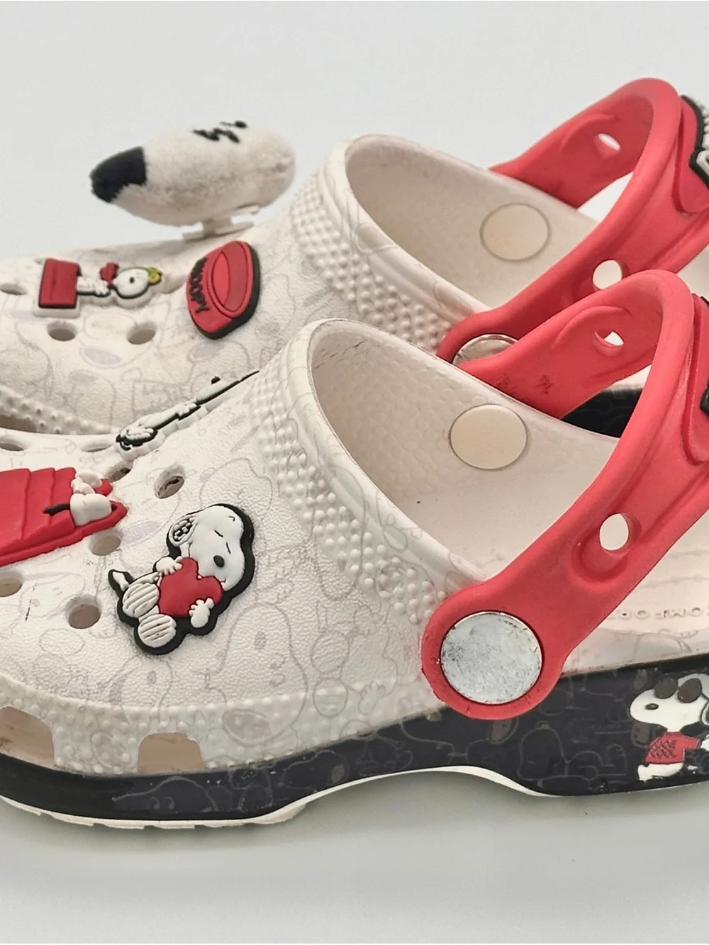 Toddler 8 White and Red Snoopy CROCS